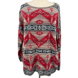 Ralph Lauren Denim & Supply Aztec Tribal Print Pullover Sweater Womens XL Boho
